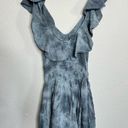 Blue Life  Luna Tie Dye Smocked Ruffle Shorts Romper Dress in Sage Gray Blue XS Photo 5