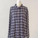 Treasure & Bond  Destroyed Boyfriend Plaid Flannel Long Sleeve Shirt Women's Larg Photo 1