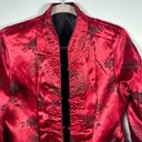 Vintage Large Kimono Style Reversible Jacket Red Black Brocade Floral Womens Photo 13