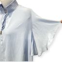 T Tahari Women's Ruffle Sleeve Open Neck Blouse Career Size L Boho Chick Photo 3