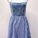 Flying Tomato NEW  Denim Blue Striped Paisley & Lace Ruched Back Halter Dress M Photo 0