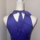 Iz Byer California Purple Ruffled Tie Neck Halter Blouse Photo 2