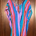 Beach Club Palisades  Women Colorful Sheer Swimsuit Cover-Up Tassels Size XS/S Photo 3