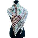 Vintage Richard Allan UK Pure Silk Scarf 34 x 33 Geometric Floral Abstract Korea Green Photo 5