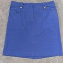 J. McLaughlin  Blue Pencil Skirt SZ 8‎ Gold Buttons Pockets Photo 0