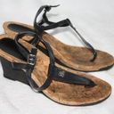 Ralph Lauren Lauren  Women's Jeannie Wedges Sandals Open Toe Black Logo 6.5 Photo 0