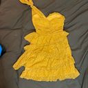 Yellow One Shoulder Ruffled Mini Dress Size S Photo 2