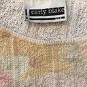 Vintage Carly Blake Sweater Rose Flower Detail Pink Light Yellow Knit Scoopneck Size M Photo 6