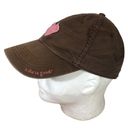 Life is Good  Women’s Pink Heart Appliqué Brown Cotton Baseball Cap One Size Photo 1