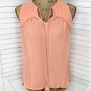 Naked Zebra  Flowy V Neck Sleeveless Blouse Peach Orange Small Photo 0