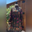 Angie Dark Hunter Green Floral Print Boho Long Sleeve Mini Dress Size XS NWT Photo 1