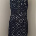 Kensie  Women's Graphic Geo Sleeveless Dress Black Lace With Cream Underlay Sz M. Photo 4