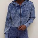 Urban Outfitters  Navy Acid Wash Cropped Zip Up Oversized Hoodie Sweatshirt Large Photo 3