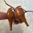 Nordstrom Vintage  7.5 Brown Tan Leather Cutout Accent D'Orsay Pumps Heels Strap Photo 3