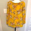 Nine Britton || Mustard floral print long sleeve flowy blouse Photo 3