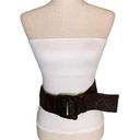 Y2K Wide Belt Woven Leather Dark Brown Adjustable Photo 1