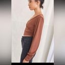 Forever 21  Long-Sleeve Plunging Crop Top - Brown size large Photo 10