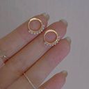 18K Gold Plated White Pearl Gold Hoop Earrings for Women Photo 0