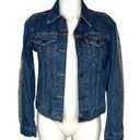 Levi's  Original Trucker Silver Sequin Lola Blue Denim Jacket Size Medium Photo 4