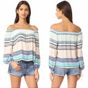 Wildfox new  ✰ Off Shoulder Variegated Stripe Long Sleeve Top ✰ Multi Color ✰ XS Photo 4