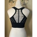 Bebe  Black Ribbed Knit Athletic Sports Bra w Cut Outs Large Photo 2