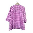 Joan Rivers  Pink Gingham Plaid Boyfriend 3/4 Sleeve Button Down Shirts Size 3X Photo 1