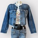 Edge ABLE NWT Womens Cropped Distressed Denim Jacket sz XL Blue Jean Raw  Hem Photo 1