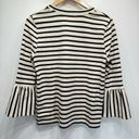 A loves A  Beige & Dark Navy Striped 3/4 Bell Sleeves Cotton Blend Sweater Small Photo 2