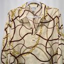 Carolina belle  Montreal Long Sleeve Satin V Neck Blouse Chain Print‎ Chic Size L Photo 1