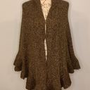 CAbi  #757 sweater knit ruffled shawl cape poncho wrap one size brown Photo 1