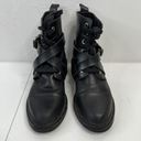 All Saints Size 36 5 Combat Boots Black Leather Criss Cross Buckle Strap READ Photo 3