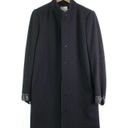 Vince . Mandarin Collar Leather Trim Pea Coat Black 8 Photo 2