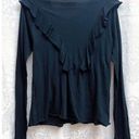 Wildfox  Tea Rose Lucienne Long Sleeve Top In Black Size M GUC Embroidered Ruffle Photo 2