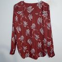 The Loft Women’s dark rust red with blue long sleeve blouse Photo 2