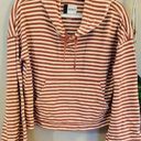 Roxy  Women's Striped Pullover Hoodie Cream/Orange Size S Photo 0