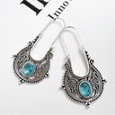 Vintage Blue Bohemian Dangle hoop earrings  Womens Jewelry vintage style Photo 0