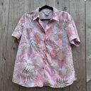 Allison Daley  Pink Womens size 14 Petite Button‎ Down Blouse Shirt Floral Leaf Photo 9