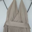 Vera Wang White by  Champagne Maxi Chiffon Halter Dress Photo 1