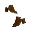 Marc Fisher  Faux Suede Leather Dalilah Studded Mule Heels in Medium Brown Sz 10 Photo 1