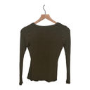 Venus  Ribbed Long Sleeve Top Scoop Neck Buttons Henley T-Shirt Olive Size XS Photo 1