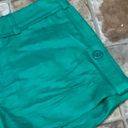 Esley  Emerald Green Cuffed Linen Blend Shorts Pockets Button & Zip Shorts Small Photo 2