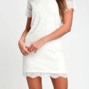 Lulus  Take Me to Brunch‎ Ivory Lace Shift Dress Womens Size S Short Sleeve Photo 0