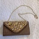 Big Buddha Clutch Brown Rhinestone Embellished Chain Link Strap New Photo 1