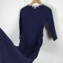 Michael Stars  Blue Ruched 3/4th Sleeve Midi Dress Medium Photo 11