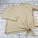 Nine Britton NEW  Billie Tie‎ Front Brushed Knit Top 2X Plus Beige Crewneck Photo 0