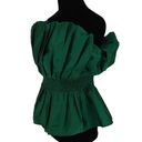 Majorelle  Revolve Women’s Lined Ruffled Smocked Waist Strapless Blouse Green Lar Photo 5