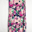 Crown & Ivy Crown Ivy Size Small Dress Sleeveless Pink Navy Floral Print Ruffle Pockets 1592 Photo 1