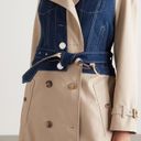 Burberry  Beige Paneled Cotton-Gabardine & Blue Denim Double-Breasted Trench Coat Photo 1