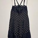 Free People INTIMATELY  black pink polka dot mini lace dress slip M Photo 2