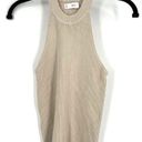 Mango MNG  Knit Halter Tank Top XS Ribbed Tan Neutral Minimalist Basic Staple Photo 0